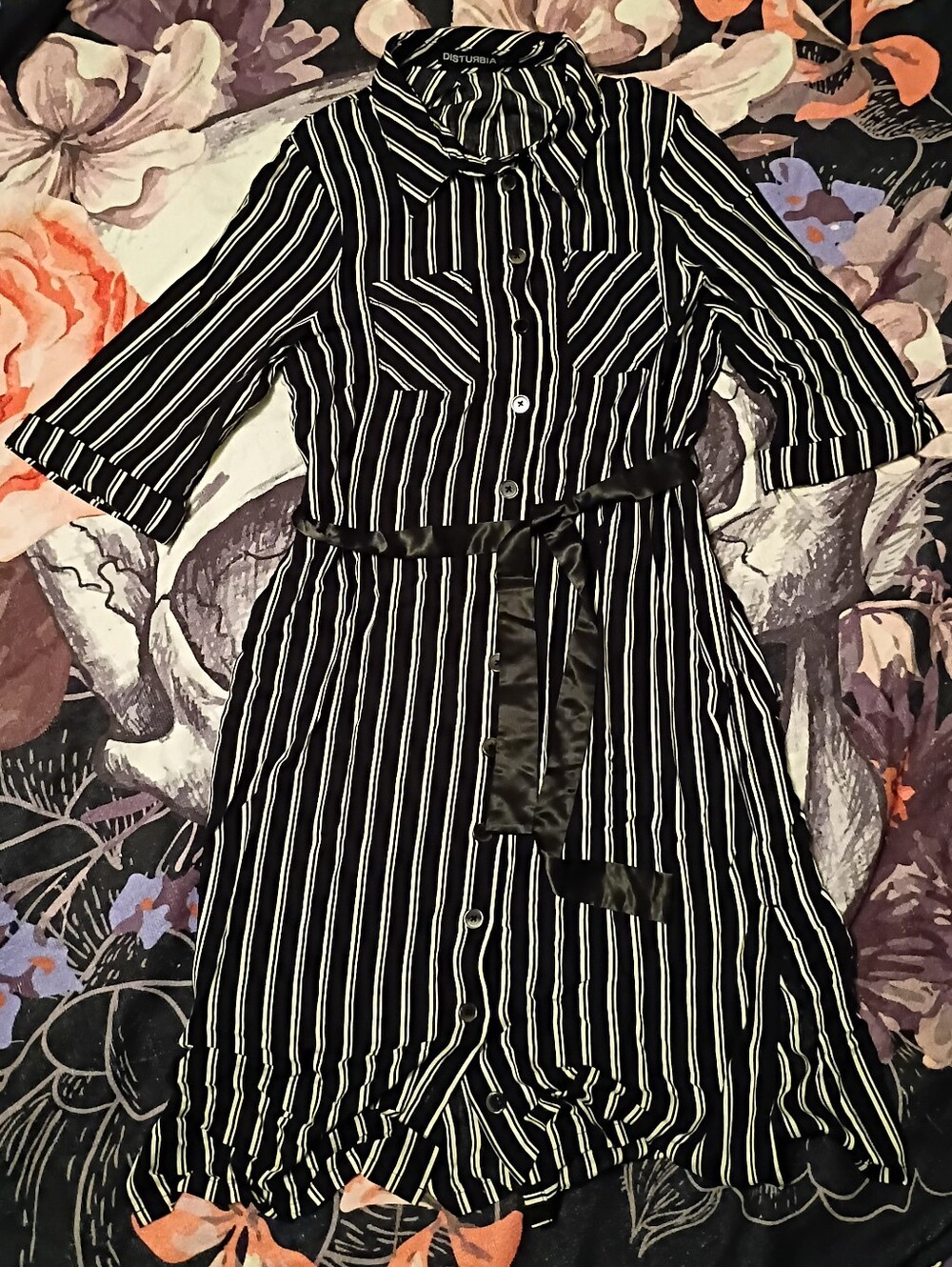 Disturbia Black & White Striped Shirt Dress